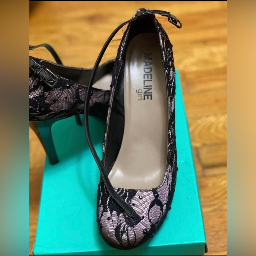 Madeline Black Lace Heels